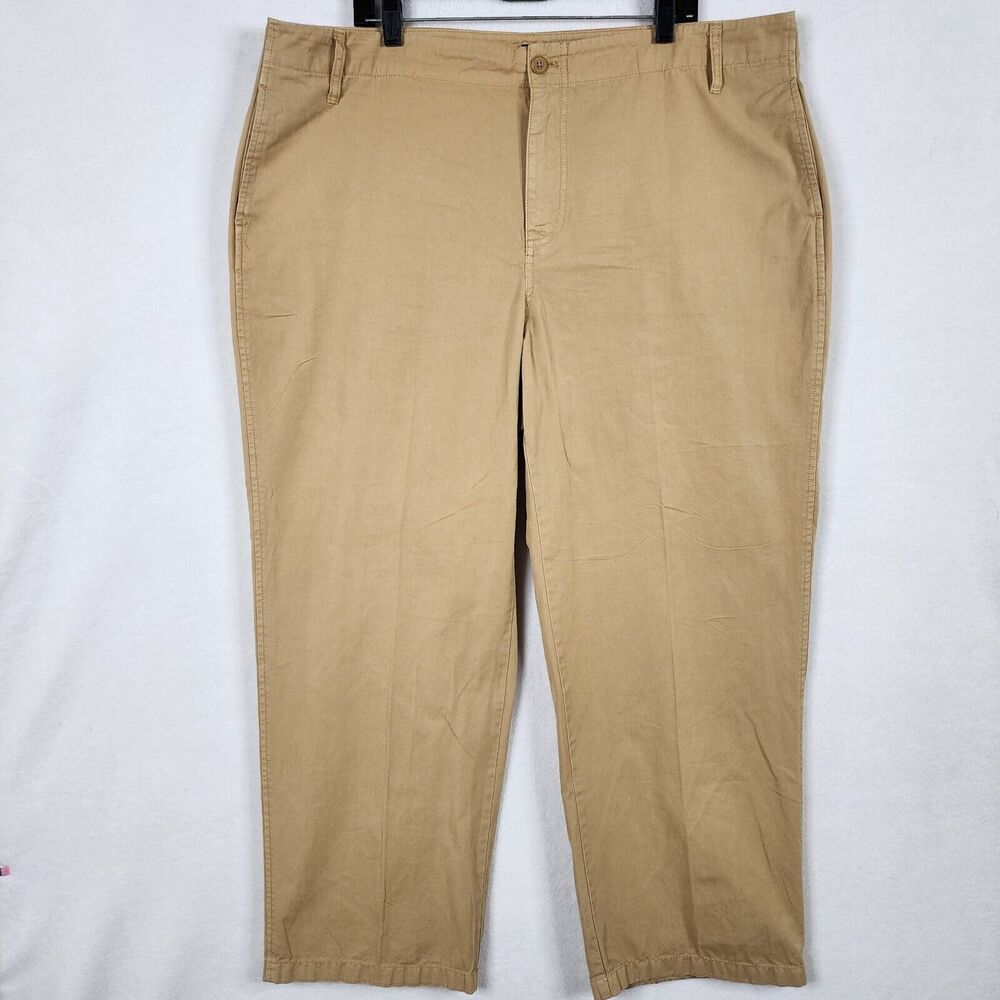 J Crew Wide Fit Chino Casual Pants Khaki Pockets 100% Cotton Size 35 Fall 2023